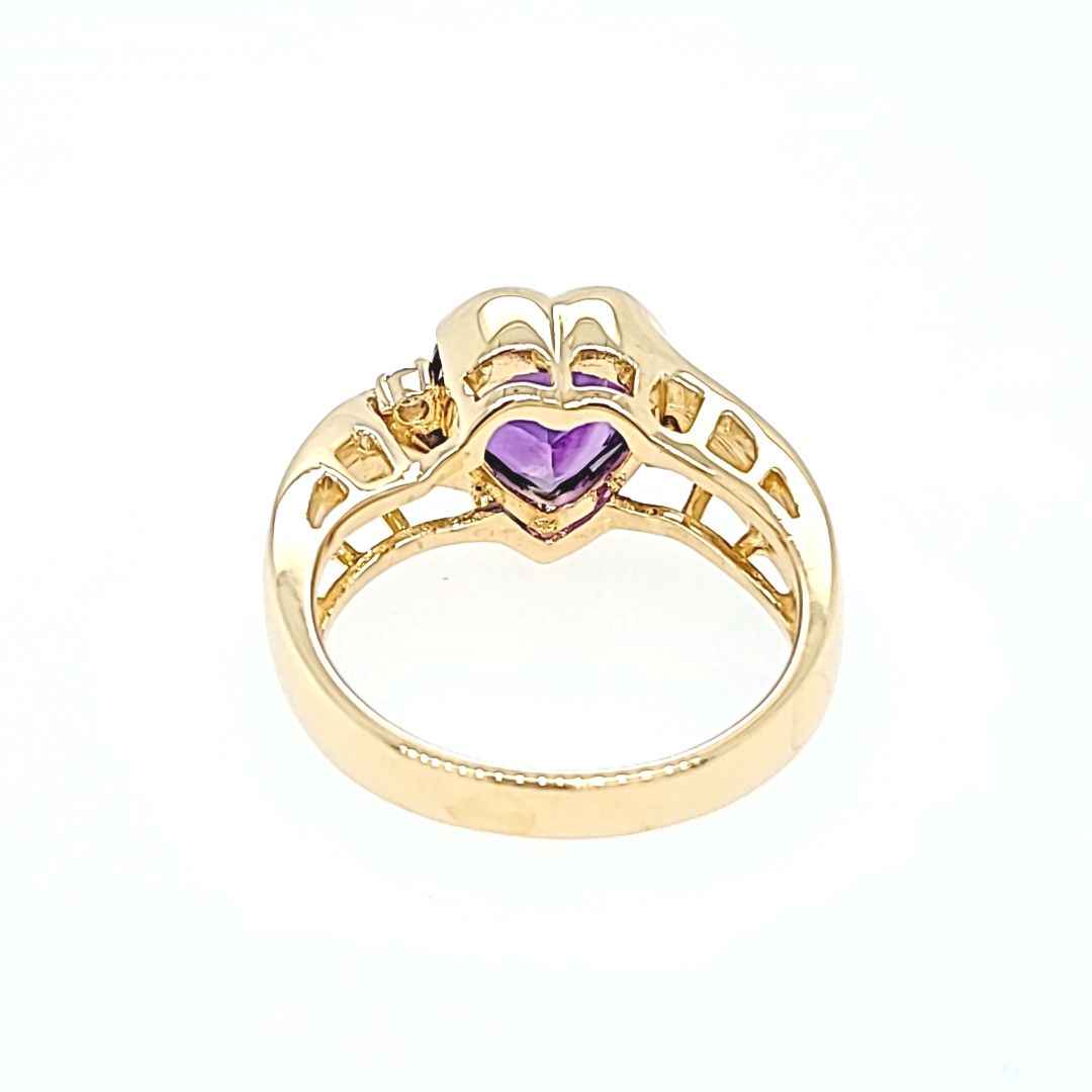 Amethyst Heart and Diamond Ring