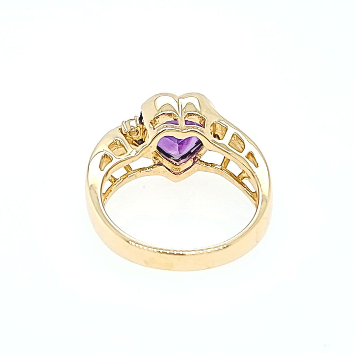 Amethyst Heart and Diamond Ring