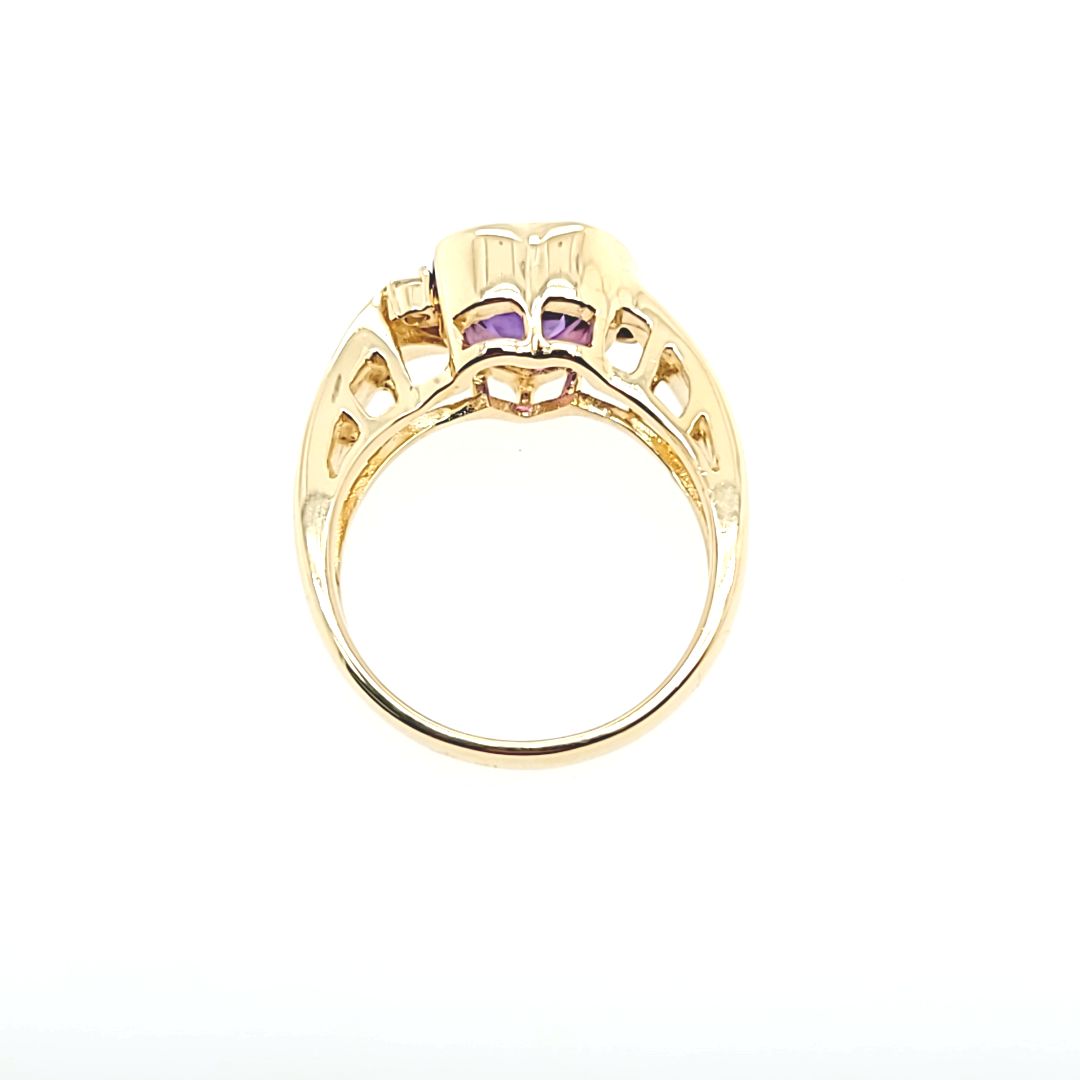 Amethyst Heart and Diamond Ring