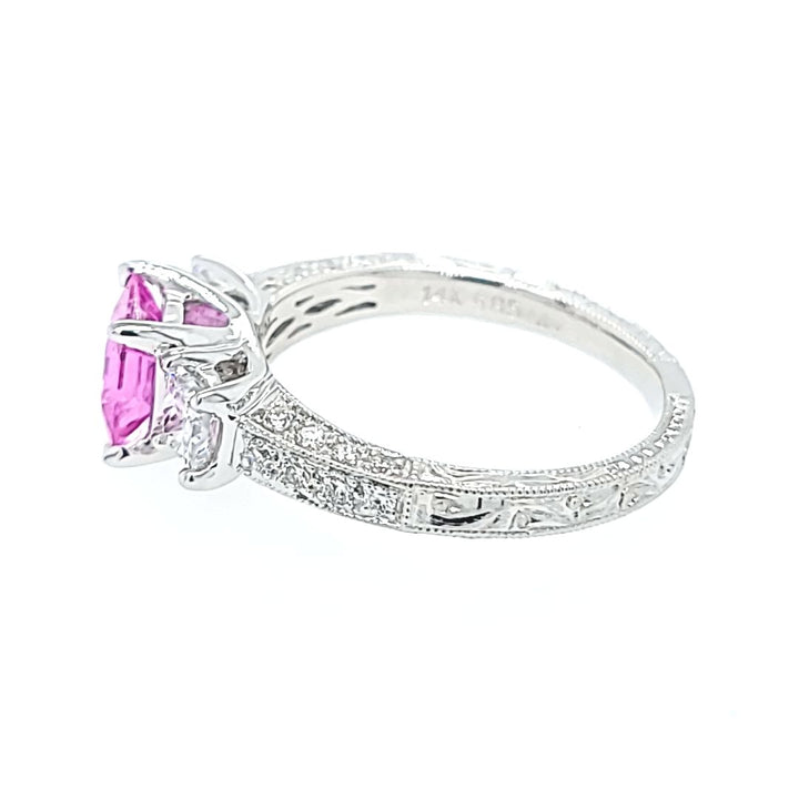 Pink Sapphire and Diamond Ring