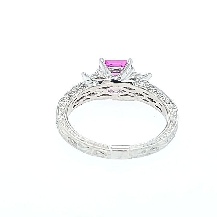 Pink Sapphire and Diamond Ring