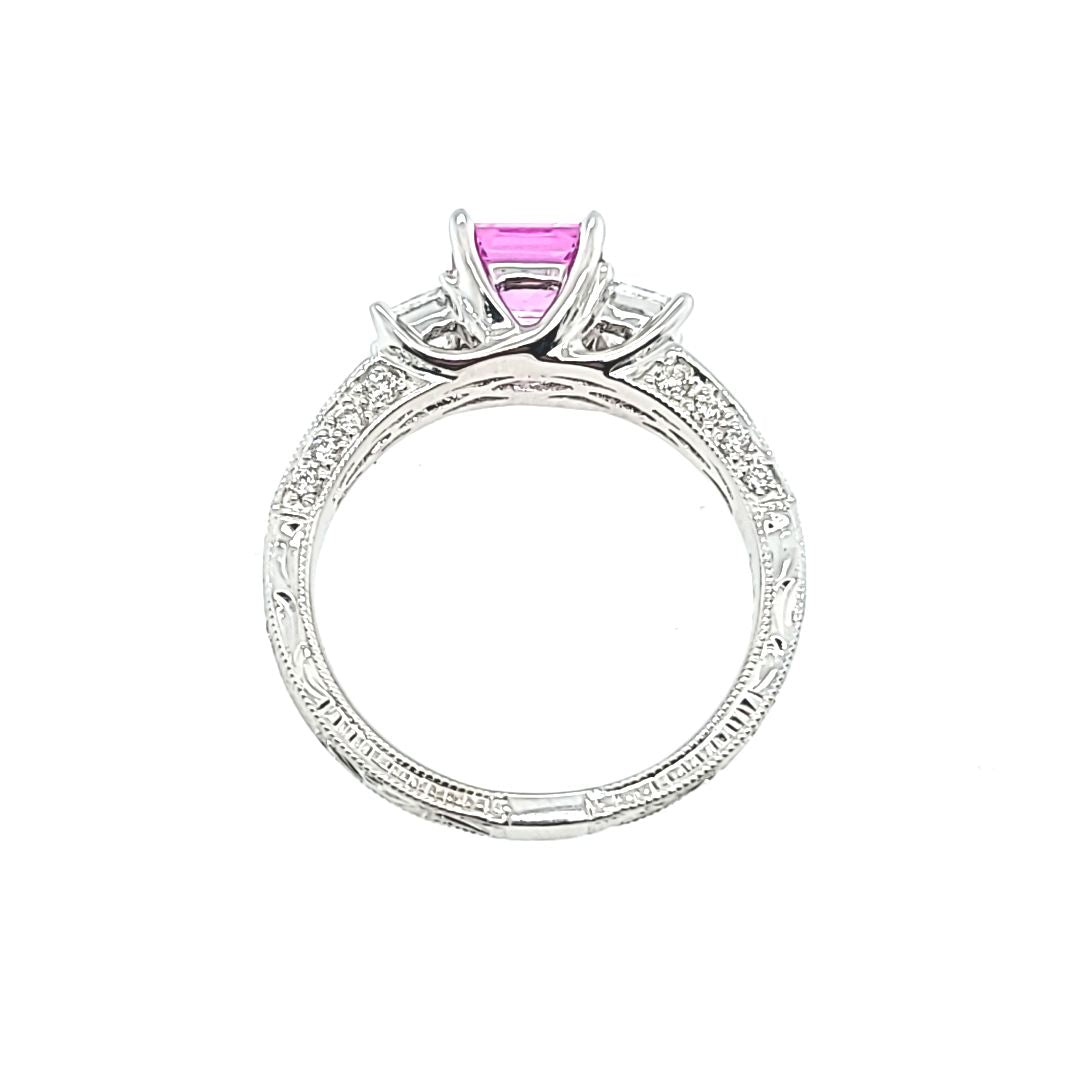 Pink Sapphire and Diamond Ring