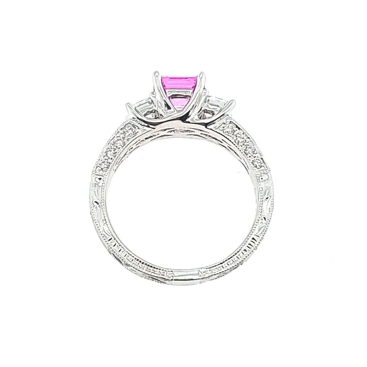 Pink Sapphire and Diamond Ring