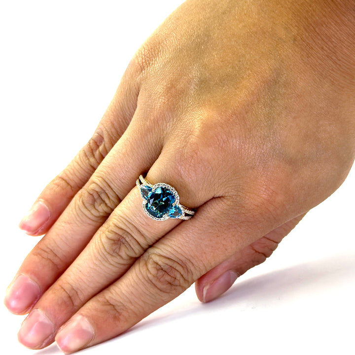 Blue Topaz and Diamond Ring