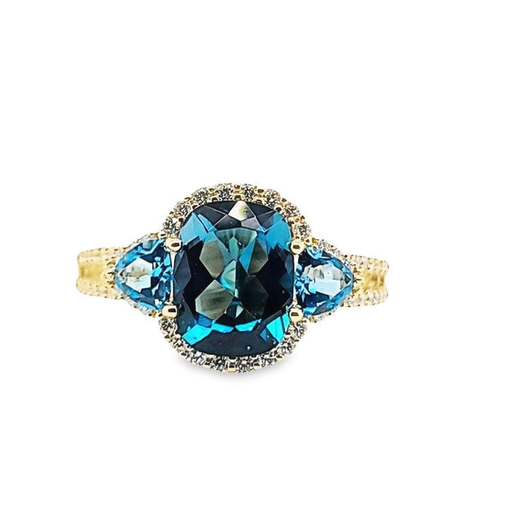 Blue Topaz and Diamond Ring