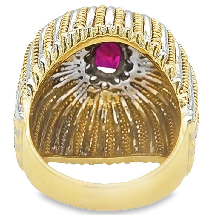 Domed Ruby and Diamond Ring