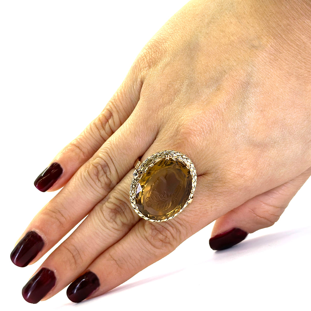 Smokey Quartz Intaglio Ring