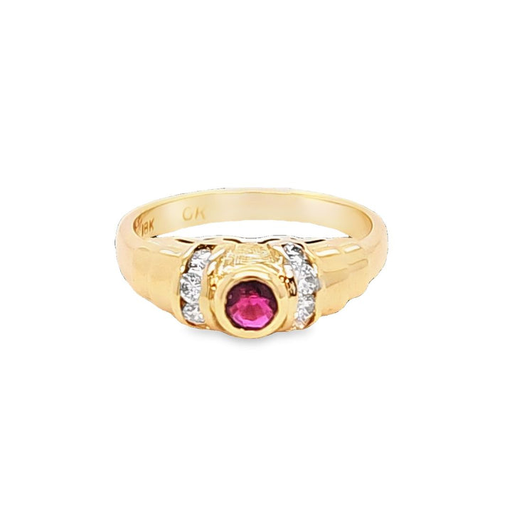 Ruby Bezel and Diamond Channel Ring