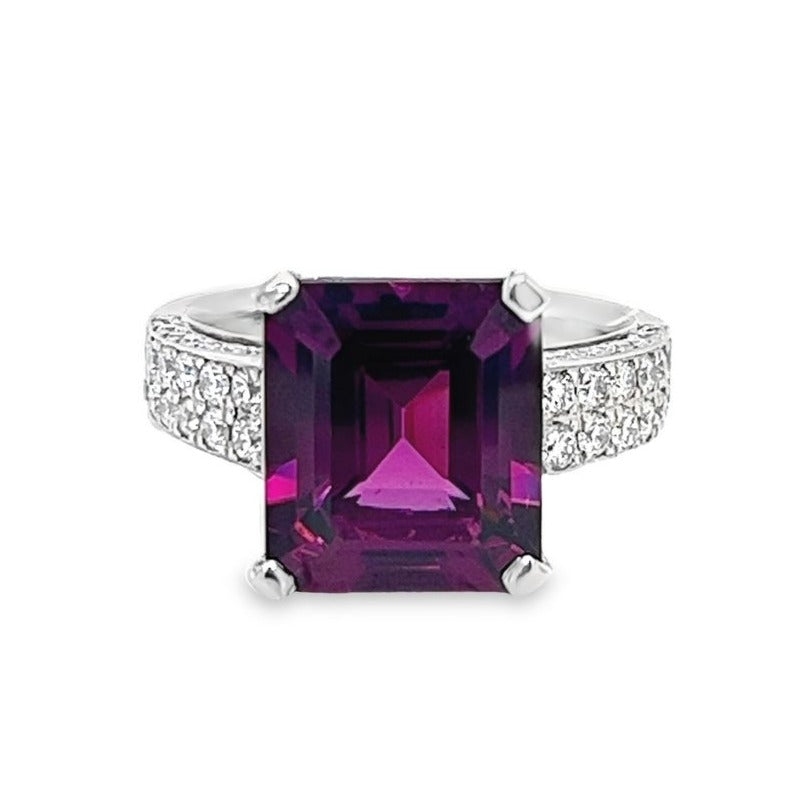 Purple Rhodolite Garnet Platinum Cocktail Ring