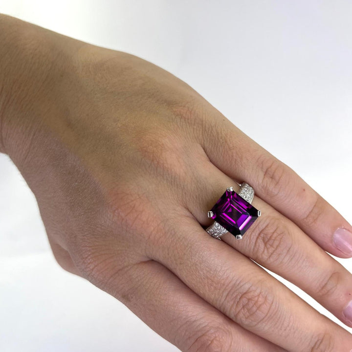 Purple Rhodolite Garnet Platinum Cocktail Ring