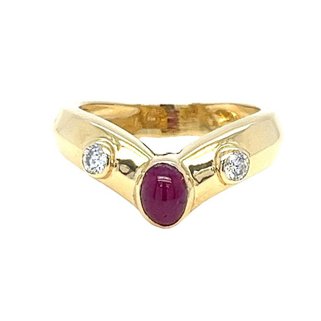 Ruby Cabochon V Ring