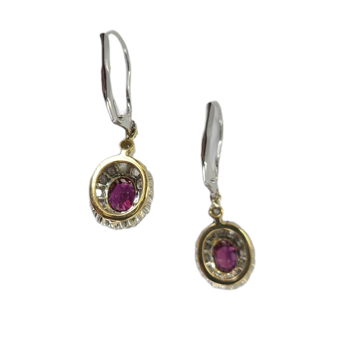 Antique Ruby and Diamond Drop Earrings