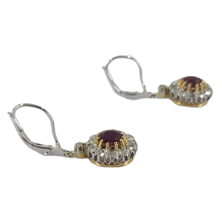 Antique Ruby and Diamond Drop Earrings