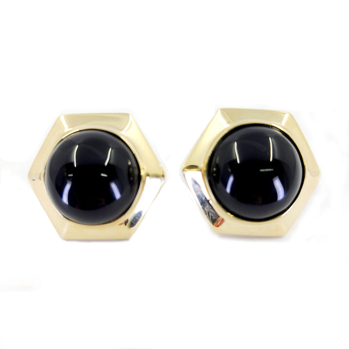 Cabochon Onyx Stud Earrings