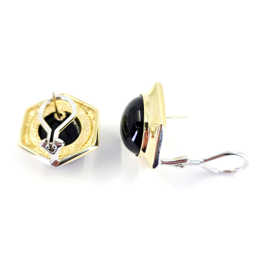 Cabochon Onyx Stud Earrings