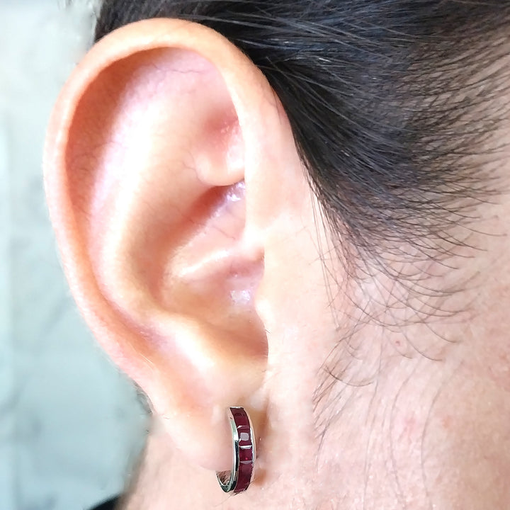 Ruby Huggie Hoop Earrings