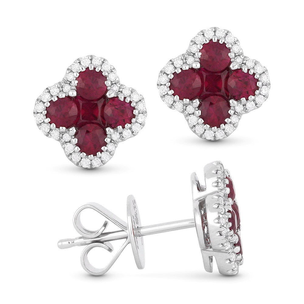 Ruby and Diamond Stud Earrings