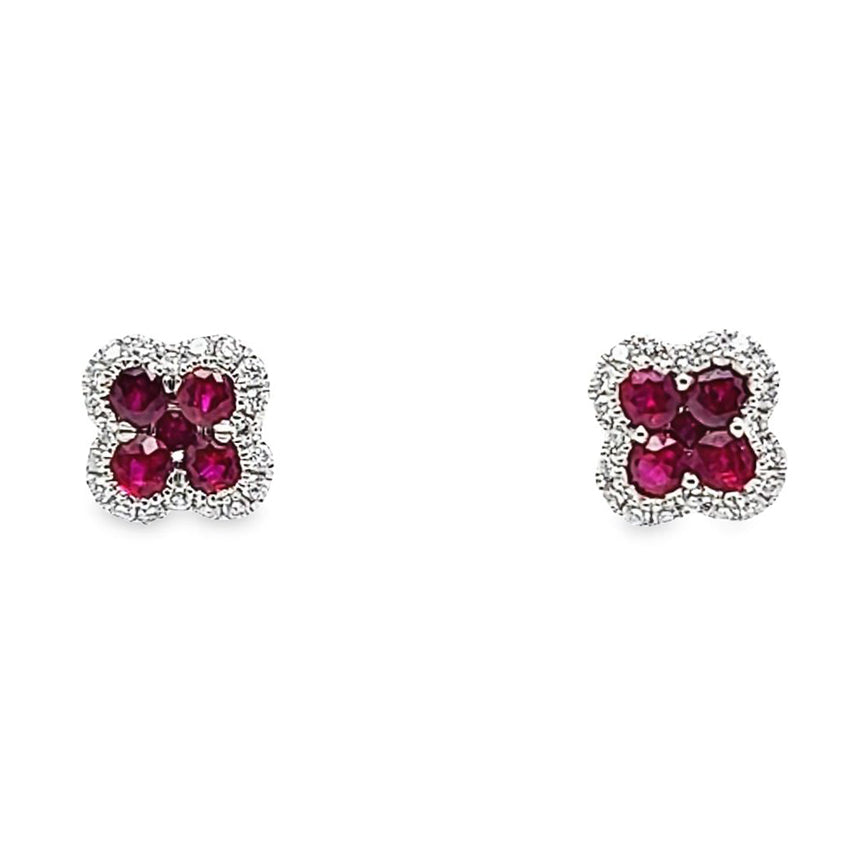 Ruby and Diamond Stud Earrings