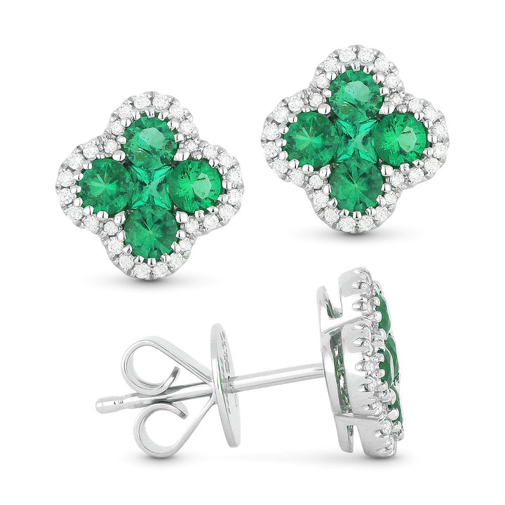 Emerald and Diamond Stud Earrings