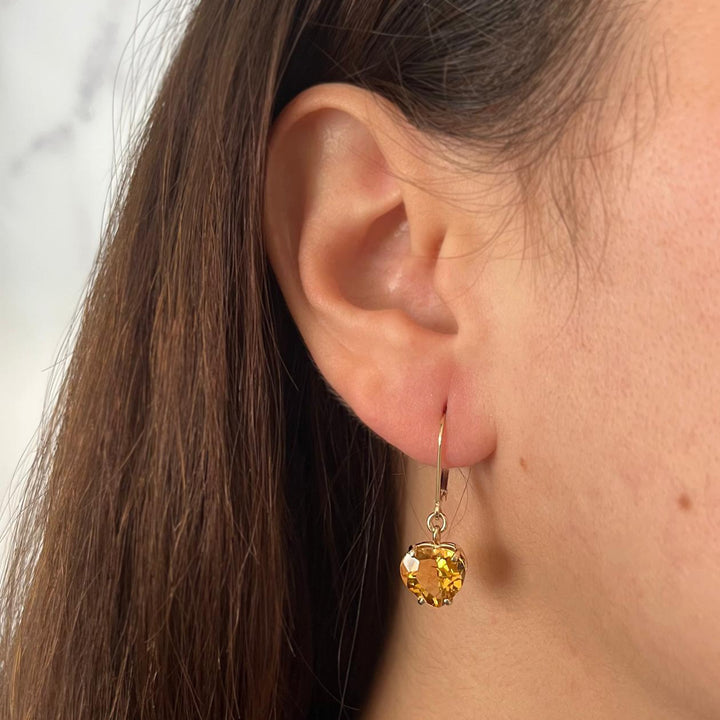 Citrine Heart Earrings