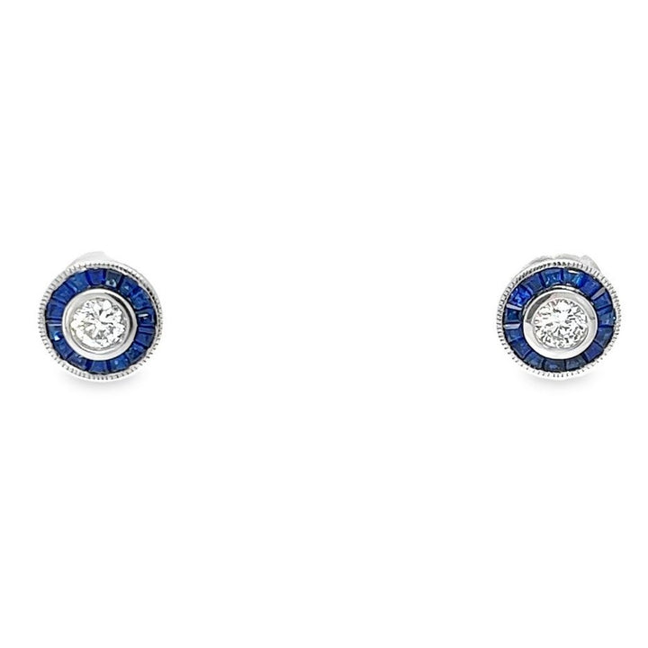 Diamond and Sapphire Stud Earrings