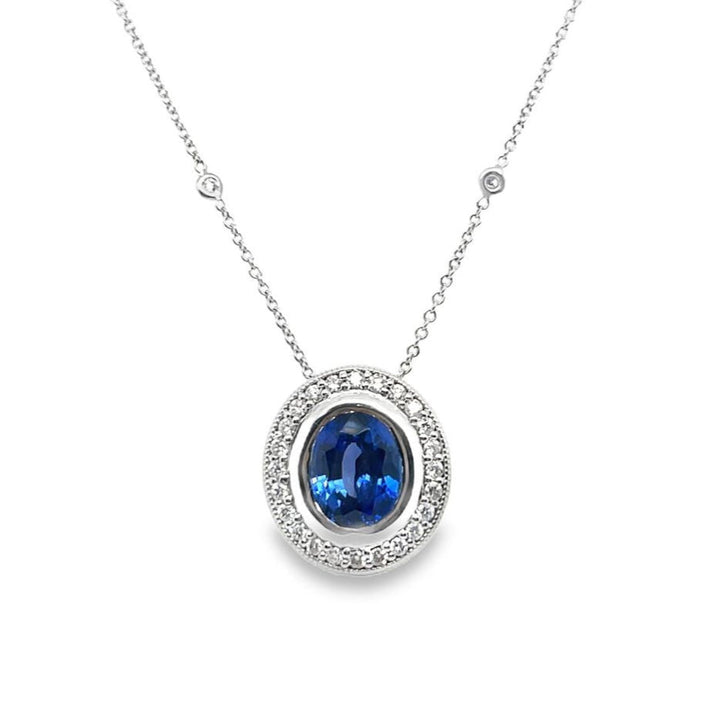 Sapphire Halo Pendant Necklace