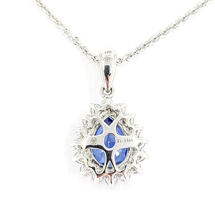 1.14 Carat Sapphire and Diamond Pendant