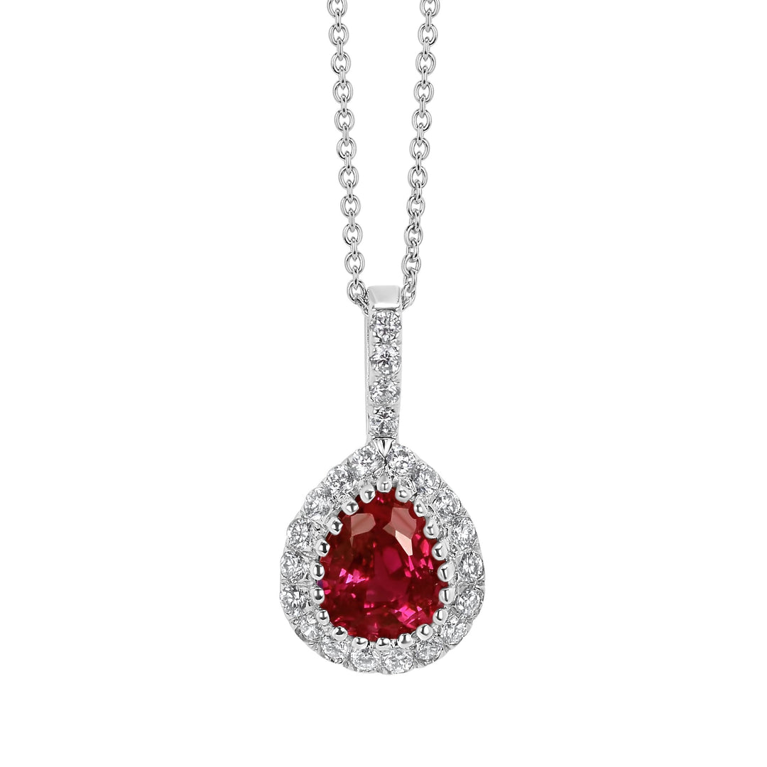 Burmese Ruby and Diamond Pendant Necklace