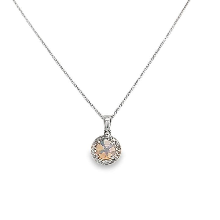 Round Opal and Diamond Necklace