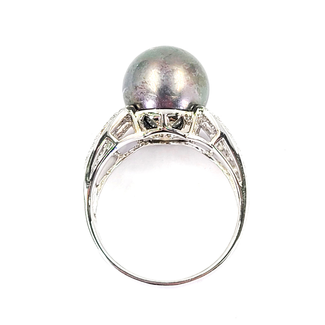 Tahitian Cultured Pearl and Diamond Ring