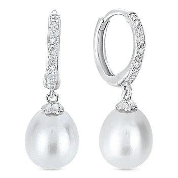 Pearl and Diamond Drop Earrings