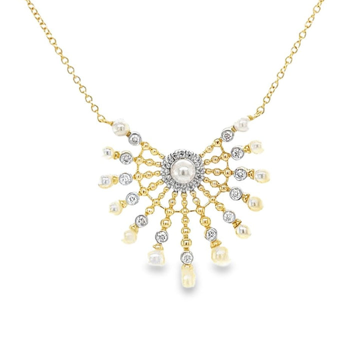 Pearl & Diamond Burst Necklace