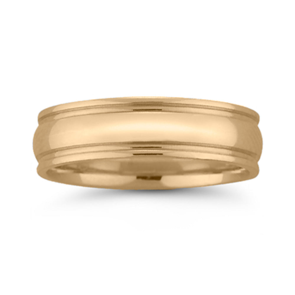 6mm Yellow Gold Men's Ring