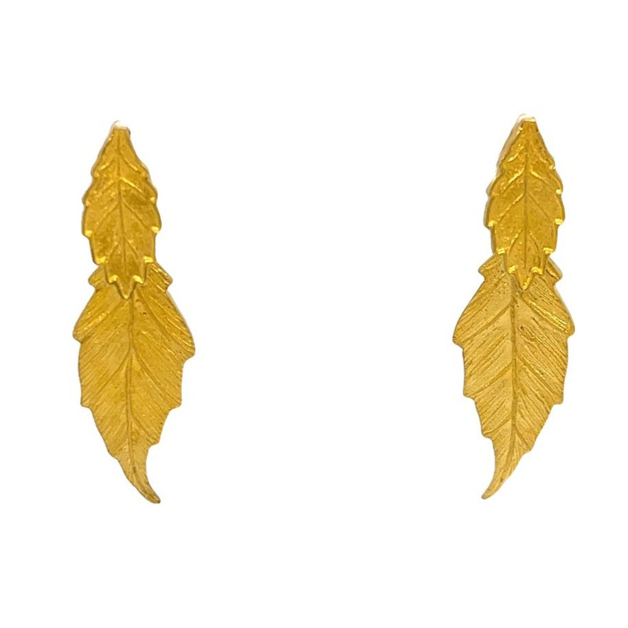 18K Leaf Drop Earrings