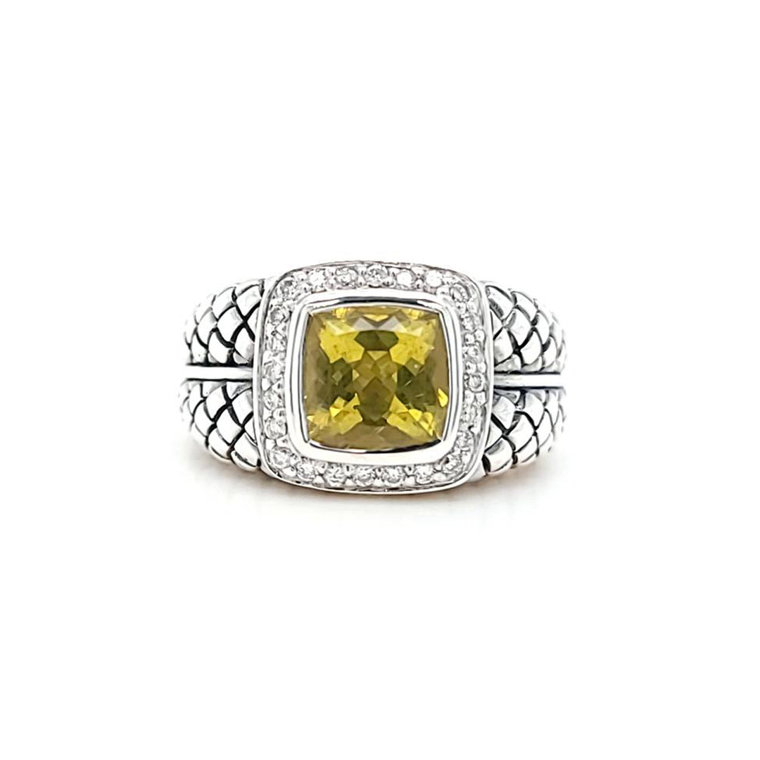 Lemon Citrine and Diamond Ring