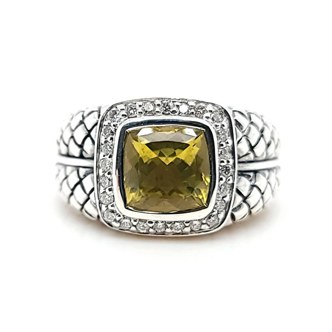 Lemon Citrine and Diamond Ring