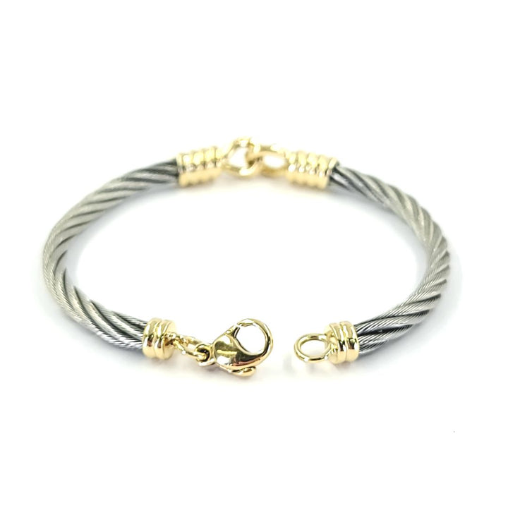 Steel Cable and Yellow Gold Bracelet