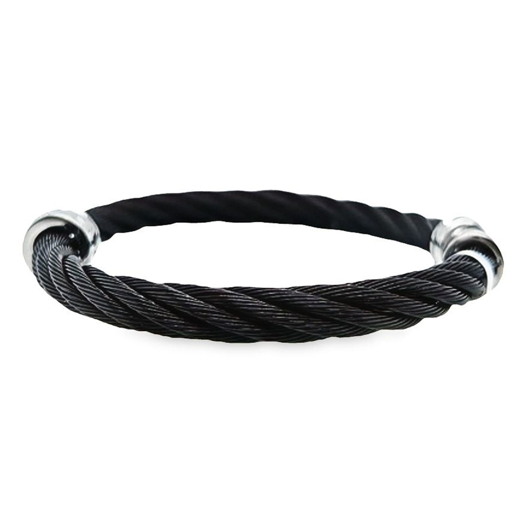 Black Cable 5mm Single Barrel Diamond Cuff