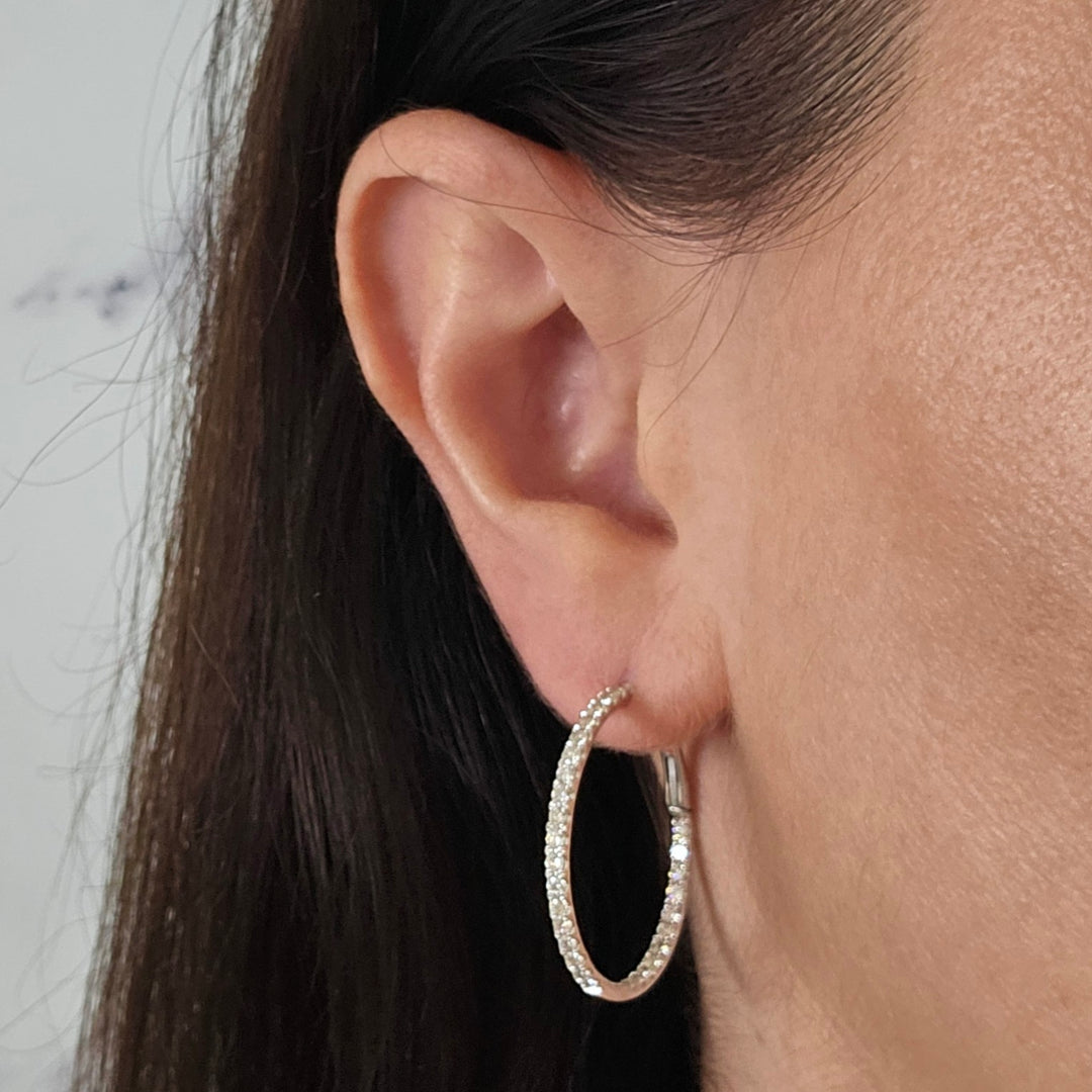 30mm Diamond Hoop Earrings