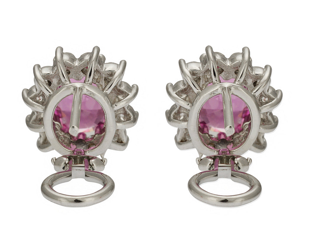 Pink Sapphire and Diamond Halo Earrings