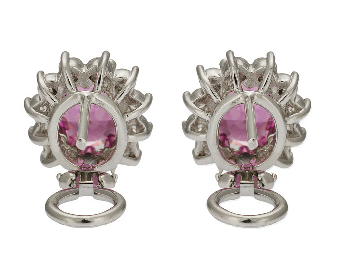 Pink Sapphire and Diamond Halo Earrings