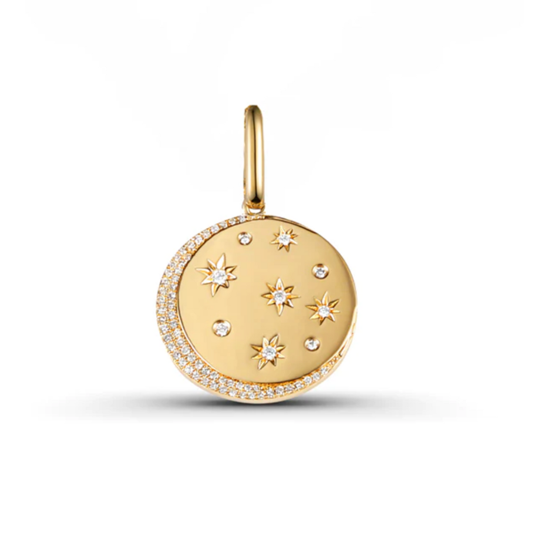 Moon and Star Diamond Pendant