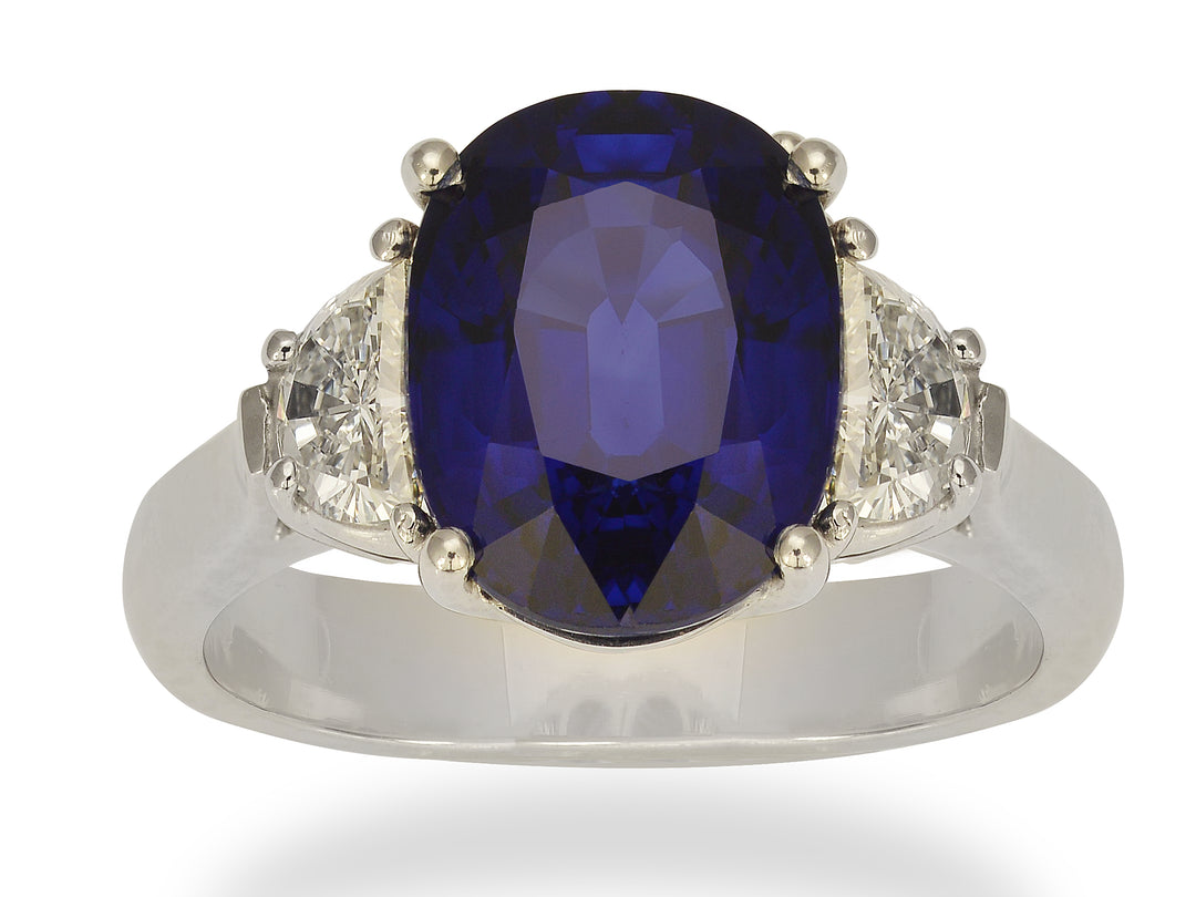 Royal Blue Sapphire and Diamond Ring