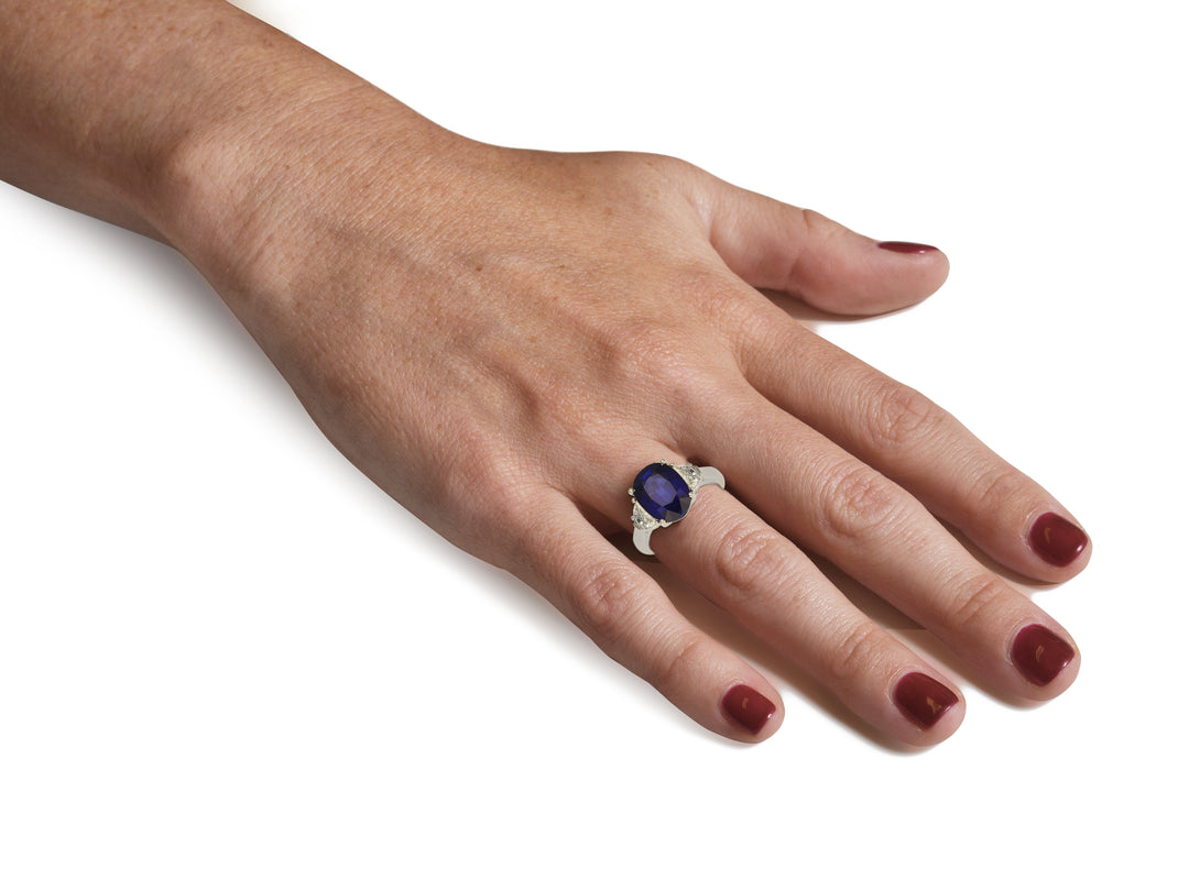 Royal Blue Sapphire and Diamond Ring