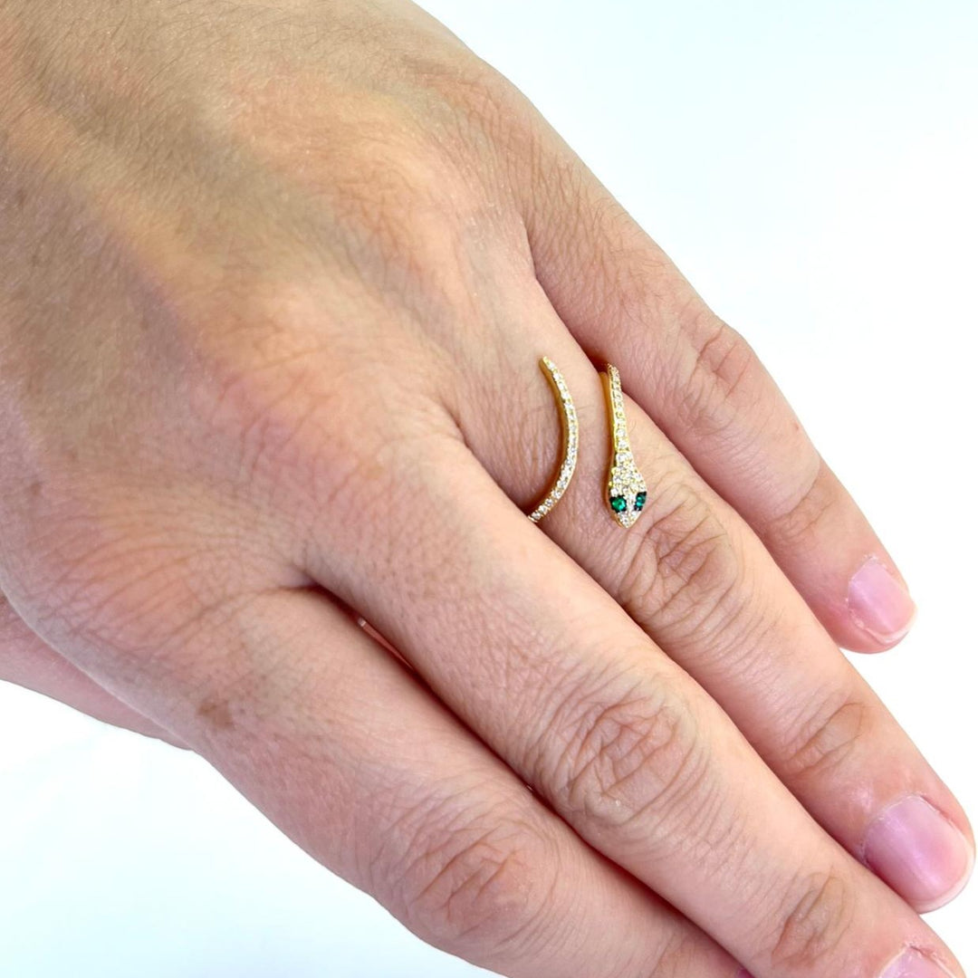 Emerald and Diamond Snake Ring