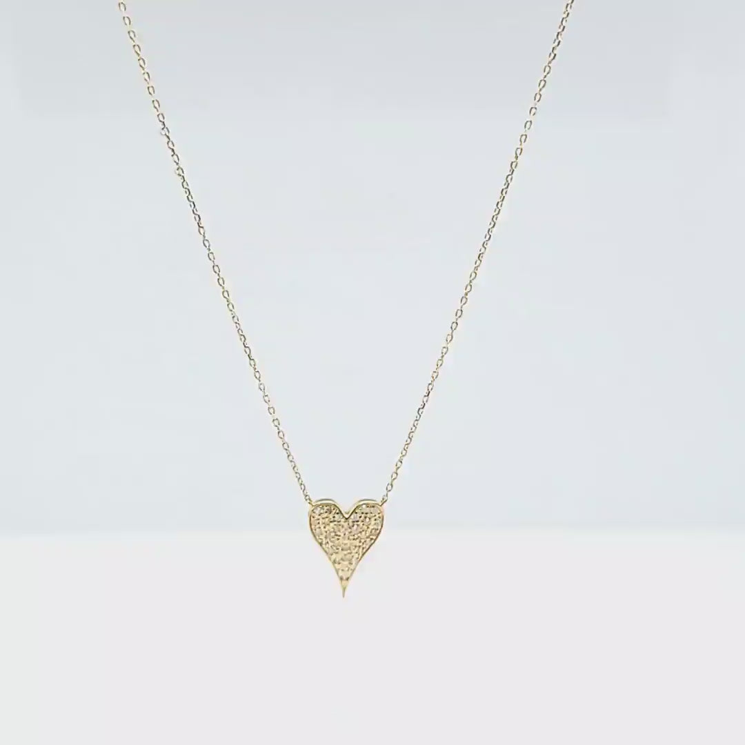 Elongated Pave Heart Necklace