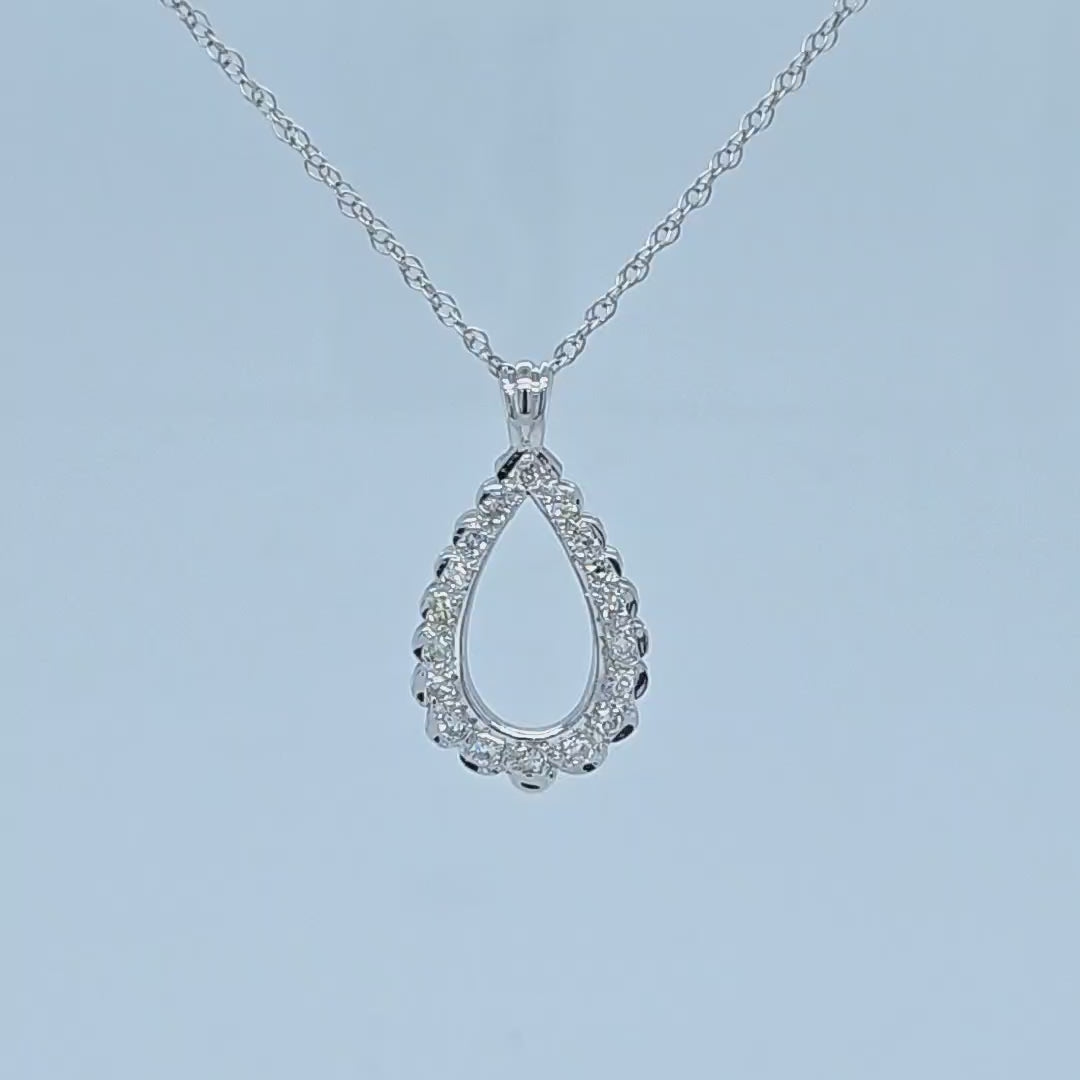 Vintage Pear Drop Diamond Pendant Necklace