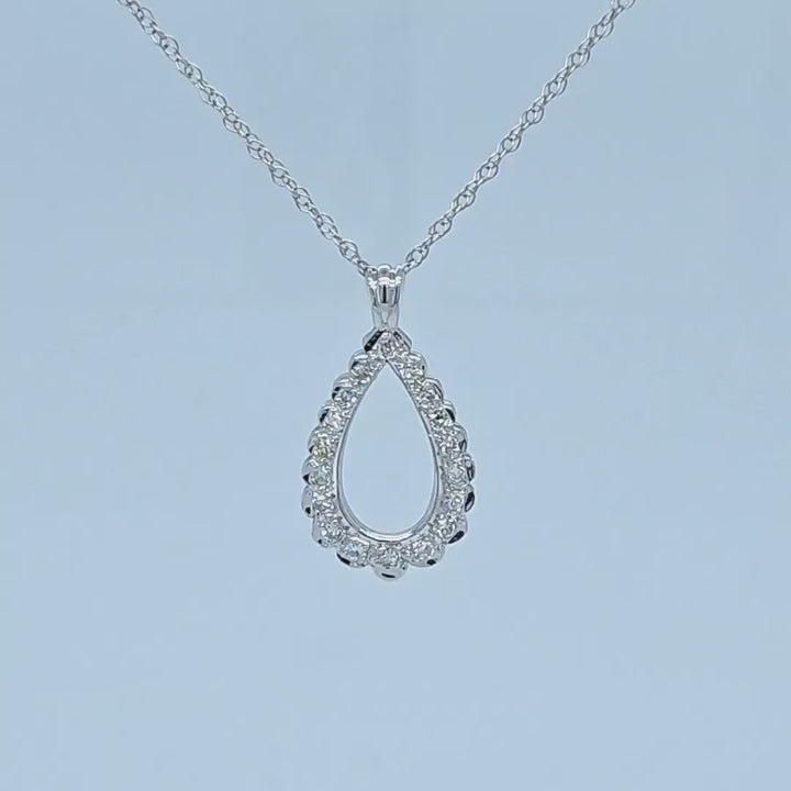 Vintage Pear Drop Diamond Pendant Necklace