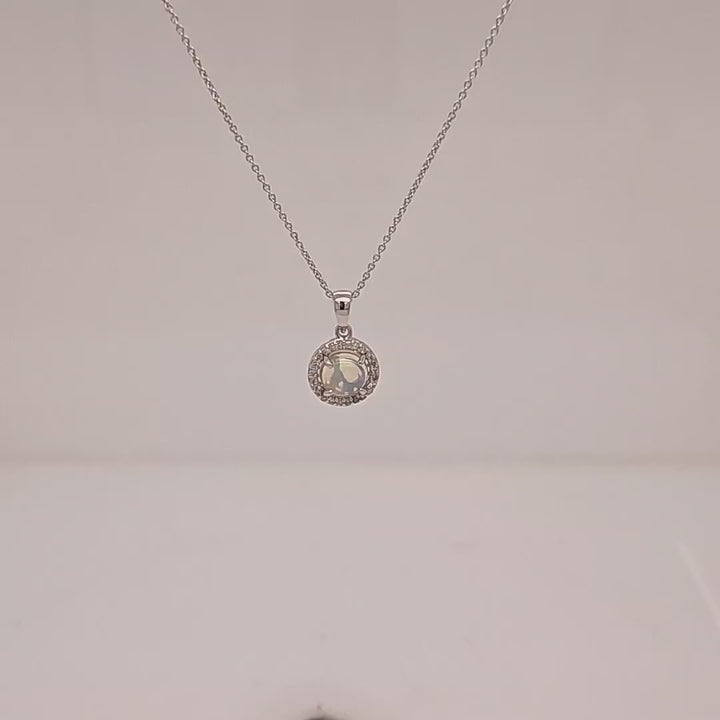 Round Opal and Diamond Necklace