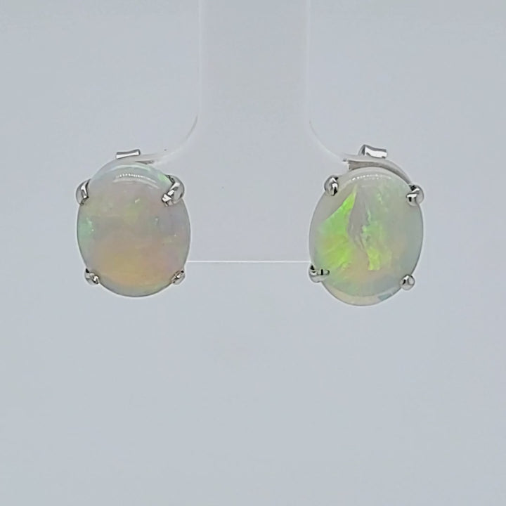 Cabochon Opal Stud Earrings